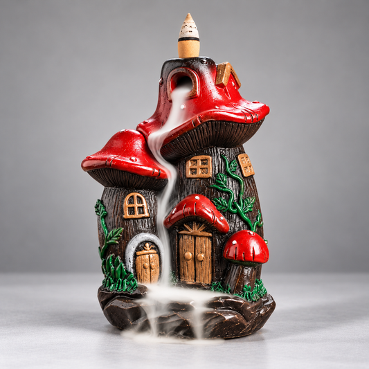 Red Mushroom House Backflow Incense Burner