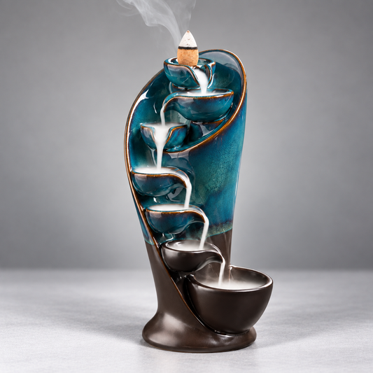 Teal Glaze Waterfall Backflow Incense Burner