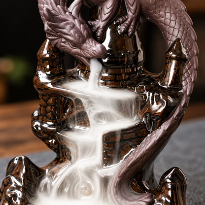 Dark dragon tower backflow incense burner, view 3