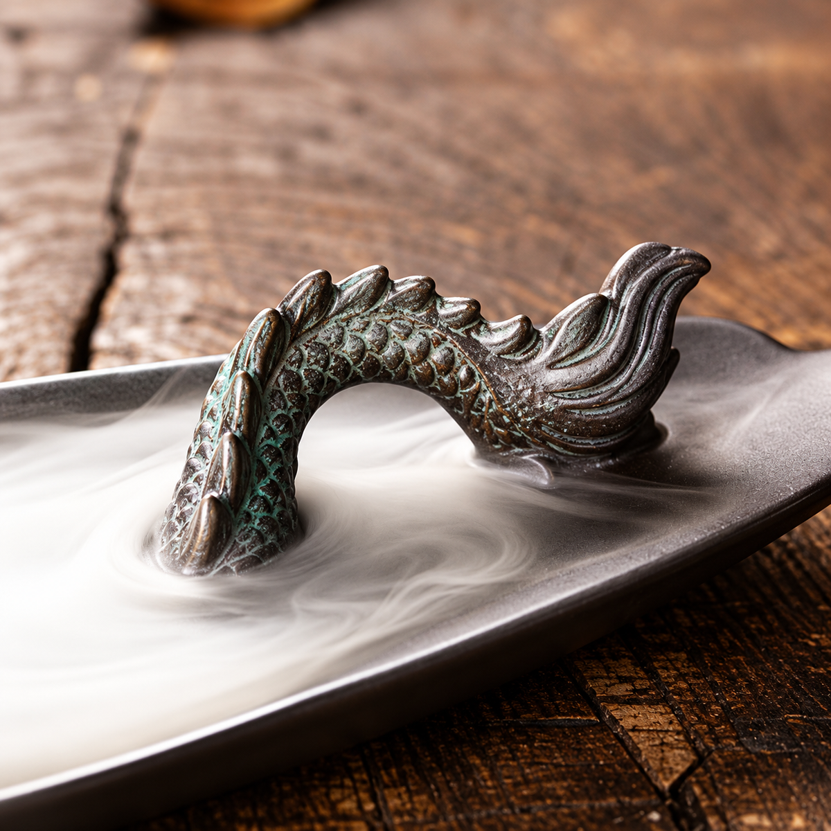 Dragon long tray backflow incense burner, view 5